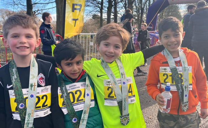 Year 1 pupils Anay, Logan, Veer and Sam took part in a 1.8km fun run and raised £872. Sam said, "It was really fun to run with my friends, we liked running fast and we really loved raising money for charity!"