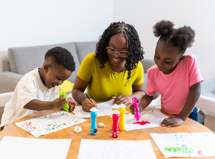 A family drawing on paper