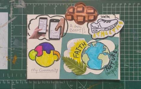 a mood board of 'my community' to illustrate Place2Be's Art Room activity for secondary schools